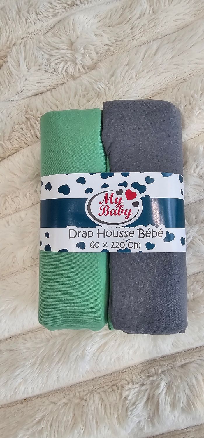 Lot de 2 draps housses pour lit bebe Neufs - photo numéro 1