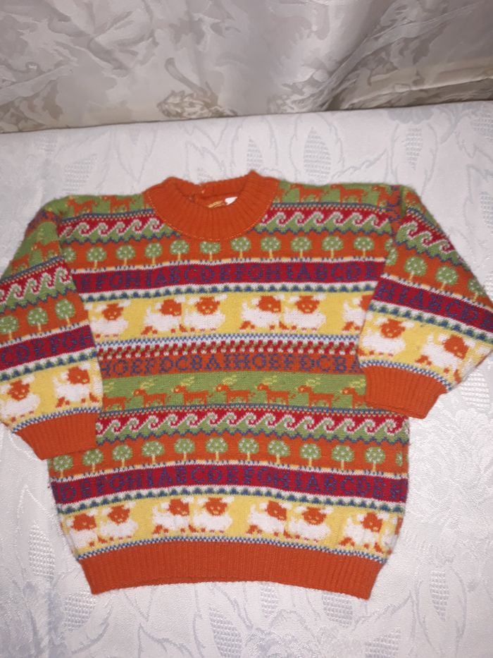 Faby27800 Pull "Souriss'oh" 12 mois Manches longues col rond 100% acrylique