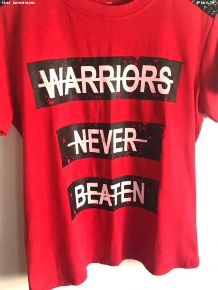 T-shirt homme manches courtes rouge et à message taille M - photo numéro 3