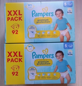 2 cartons de couches Pampers premium taille 5 grand format 