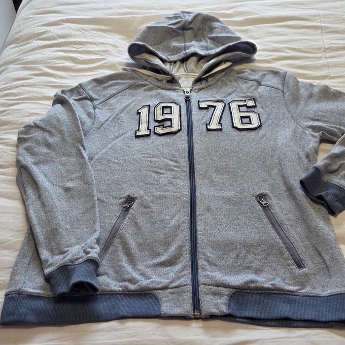 Sweat gilet à capuche bleu jean T.L