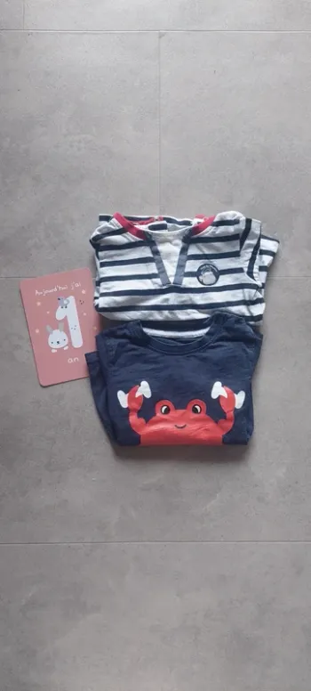 Lot de deux t shirt manches longues 18 mois