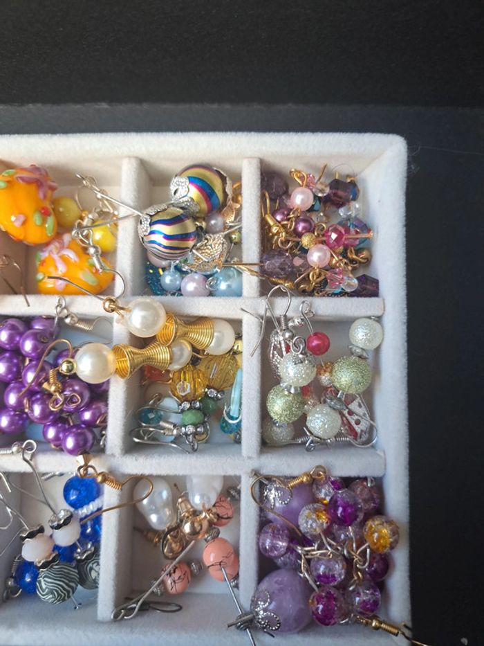 Lot de boucles d'oreilles pendante multicolore artisanale - photo numéro 7