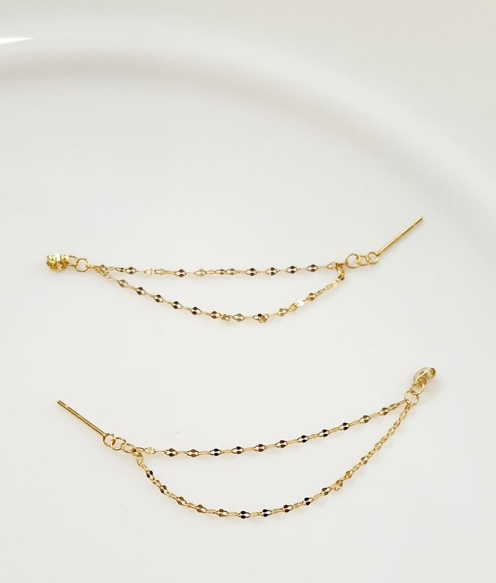 Boucles d'oreilles chaînette en argent - couleur doré - photo numéro 3