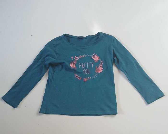 T-shirt manche longue pour fille bleu turquoise