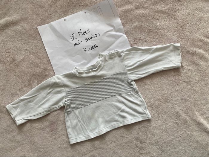 Lot de 2 T-shirts manches longues - Fruit de ma passion, In extenso - 12 mois - TBE - photo numéro 2