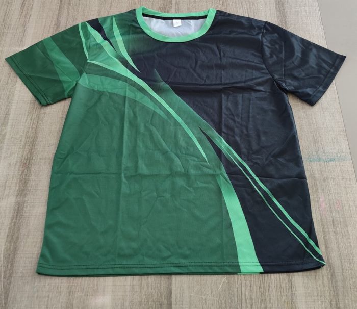 T-shirt manches courtes taille L couleur vert et noir pour homme - photo numéro 3