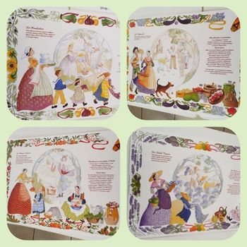 Lot de 4  cadres ou sets de table avec recette    de la Provence  imprimé  très bon état