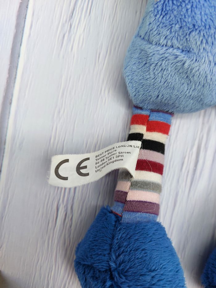 Peluche doudou pirate blanc bleu Best Price London LIDL rayures 31 cm tête mort - photo numéro 3