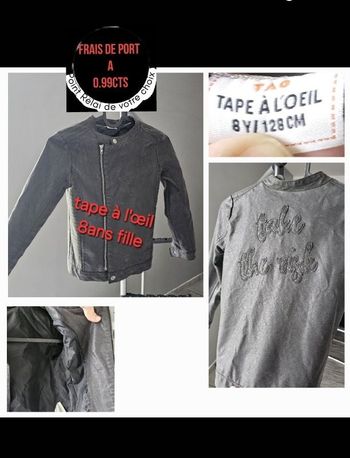 Veste type motard  type perfecto- fille  8 ans tape à l'œil