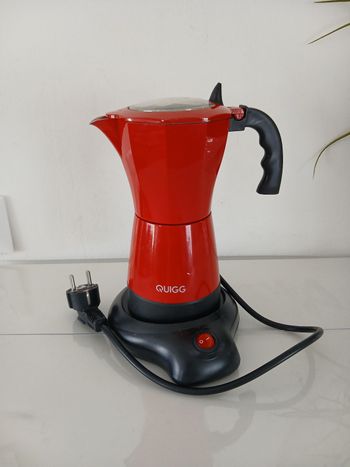Cafetière Italienne Électrique QUIGG – Rouge (Style Moka)