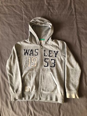 gilet à capuche gris effet vieilli - SISMIX - 10 ANS