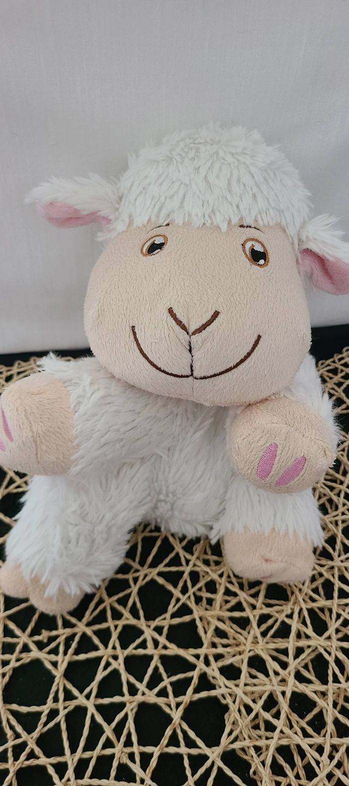 Peluche mouton SANODIANE blanc beige poche ventre - photo numéro 3