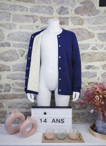 Veste matelassée intérieur polaire bleu marine Fille taille 14 ans marque Okaidi 🦜 