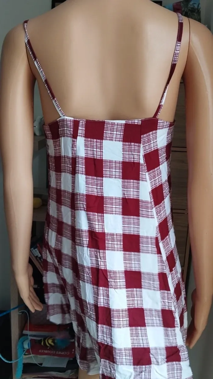 Top haut tunique blouse bordeaux blanc taille xs femme - photo numéro 10