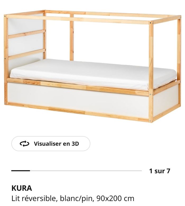 Lit mi-haut enfant kura Ikea 90x200cm 
