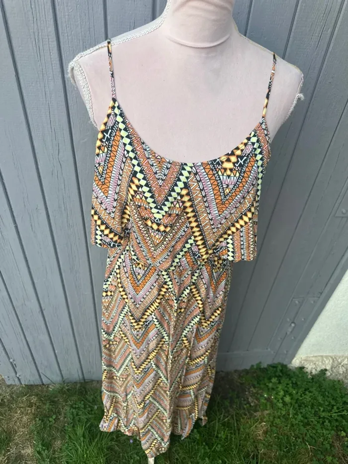 Robe longue été fines bretelles fleurie colorée h&m 40/L - photo numéro 2