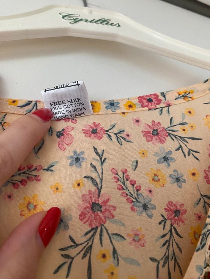 Poncho fantaisie multicolore avec fleurs et broderie - photo numéro 2
