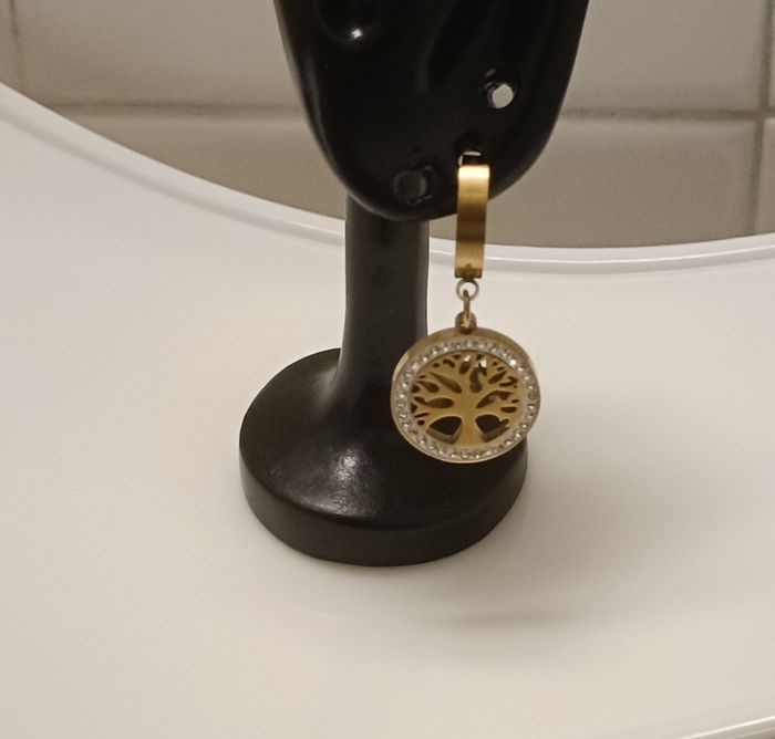 Boucles d'oreilles acier inoxydable plaqué or - photo numéro 2