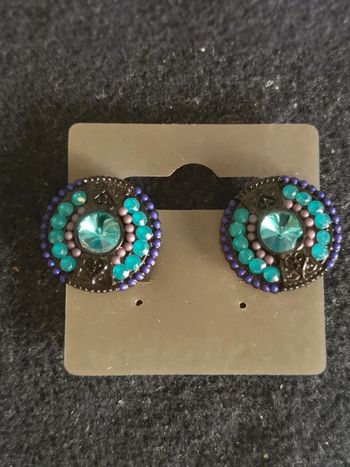 Clips vintage à perles bleues