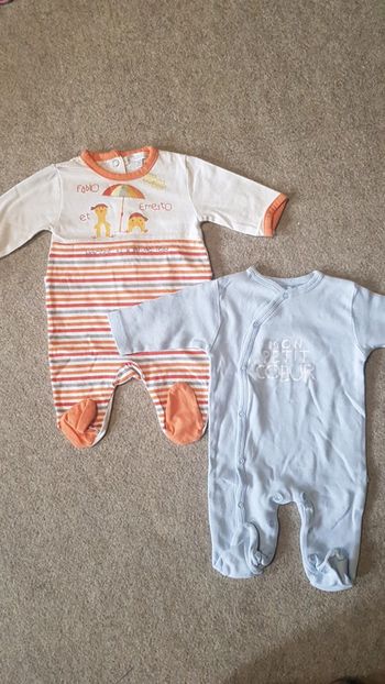 Lot de 2 pyjamas coton mi saison garçon 1mois