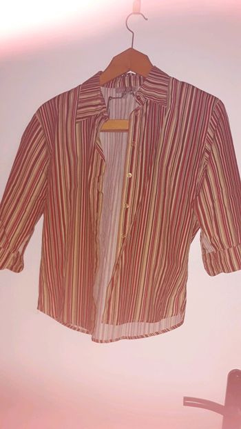 Chemise rayée beige & Bordeaux - T. 42