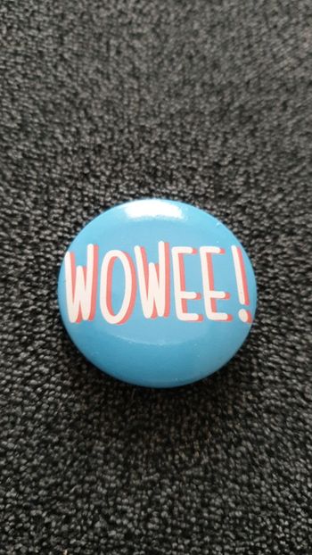 Neuf badge broche pin's bleu turquoise Wowee