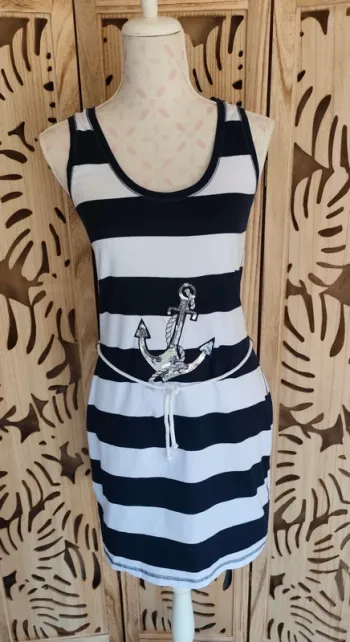 Robe marinière Encre en sequins T 38 Heine