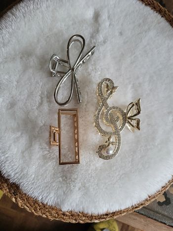 Lot 3 pinces cheveux musique, nœud
