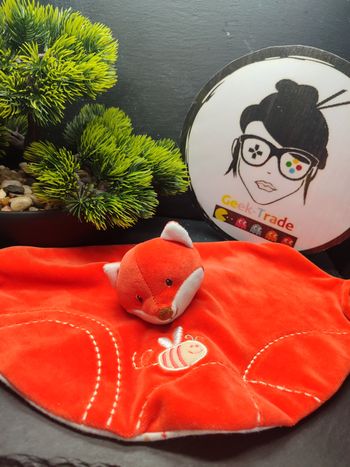 Doudou plat renard orange abeille gipsy blanc feuille spiral Noeud Gris Rond