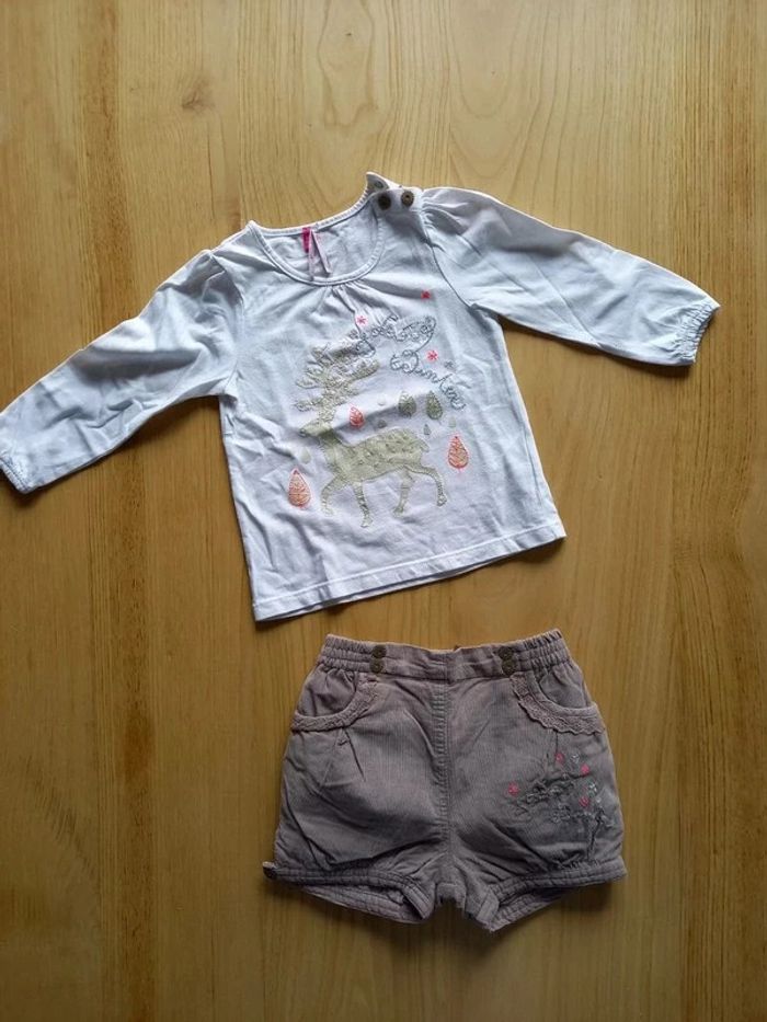 Short velours et t-shirt 18 mois