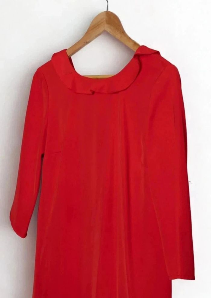 Élégante robe rouge volants coupe évasée L’atelier de Camille Taille S - photo numéro 3