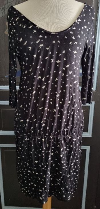 Robe tunique noir à motifs hirondelles 38-40