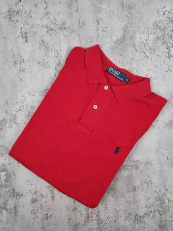 Polo Ralph Lauren rouge logo bleu – Taille XL Homme (mesures en photos)