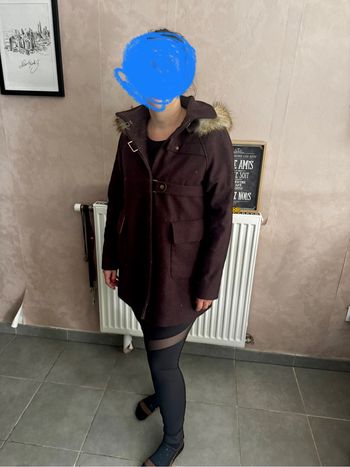 Manteau 62% laine KOOKAI lie de vin
