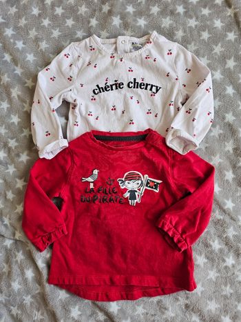 Lot de 2 t-shirts fille ML 18 mois
