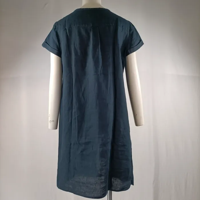 Robe droite bleu marine en 100 % lin, col V zippé – Caroll T.40 A1122 - photo numéro 5