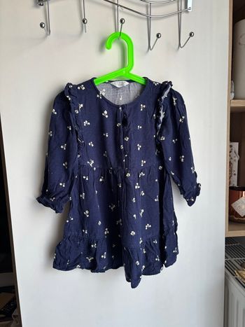 Robe manche longue bleu marine fleuri 3/4 ans fille primark 