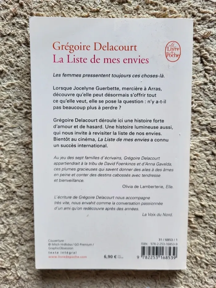 Livre "La liste de mes envies" de Grégoire Delacourt - photo numéro 2