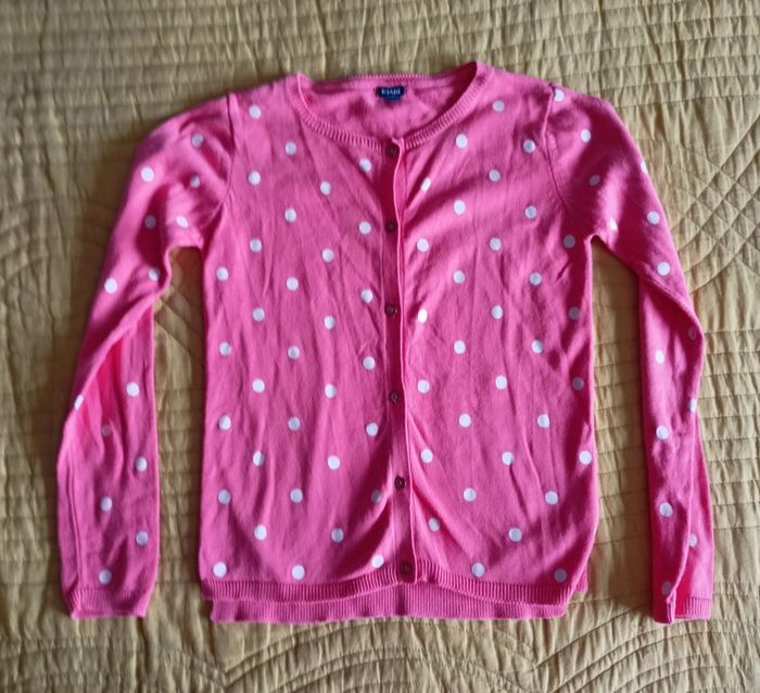 Pull fin rose à pois fille 10 ans