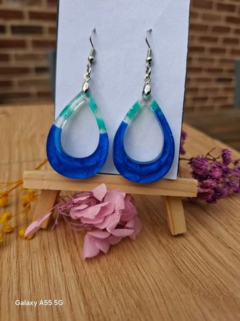 💧 Écume marine – Boucles d’oreilles goutte bleu & lagon