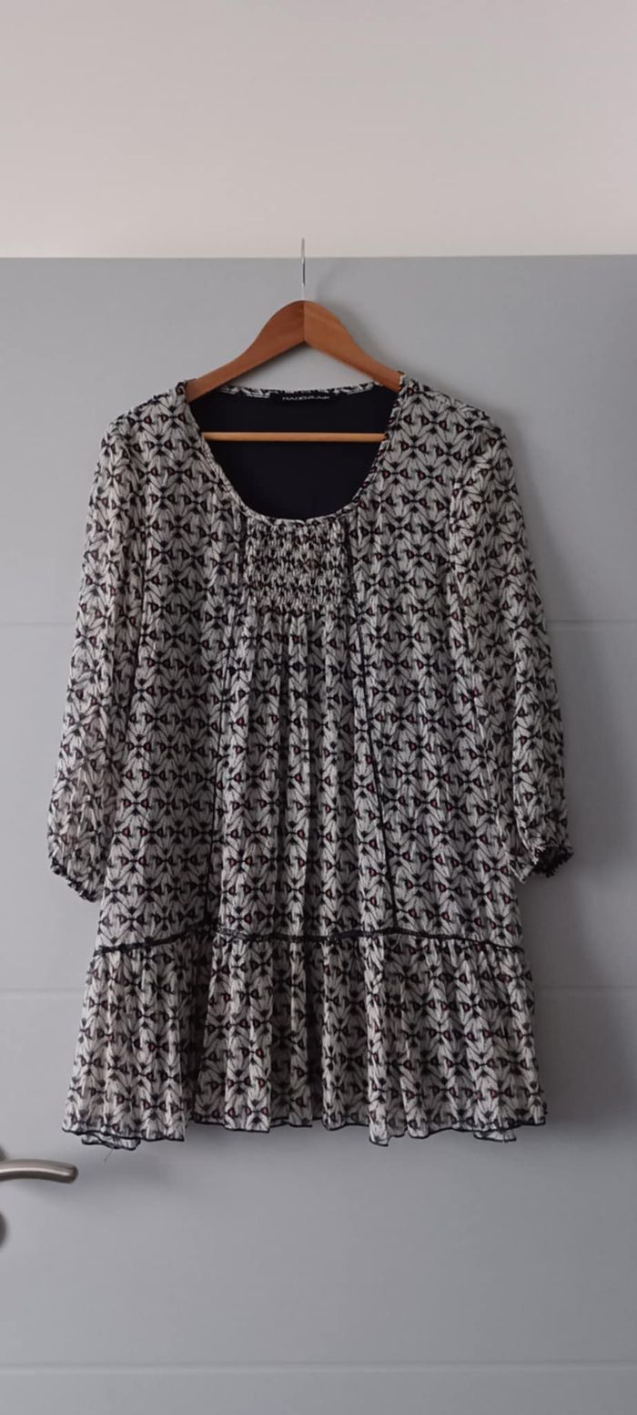 Tunique longue / Robe fluide imprimée manches 3/4  Mado et les autres Taille 38