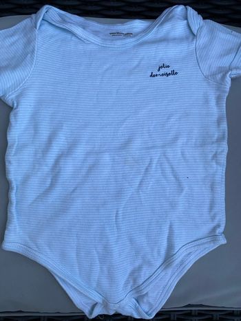 Body vert baudet rayé bleu turquoise et blanc 