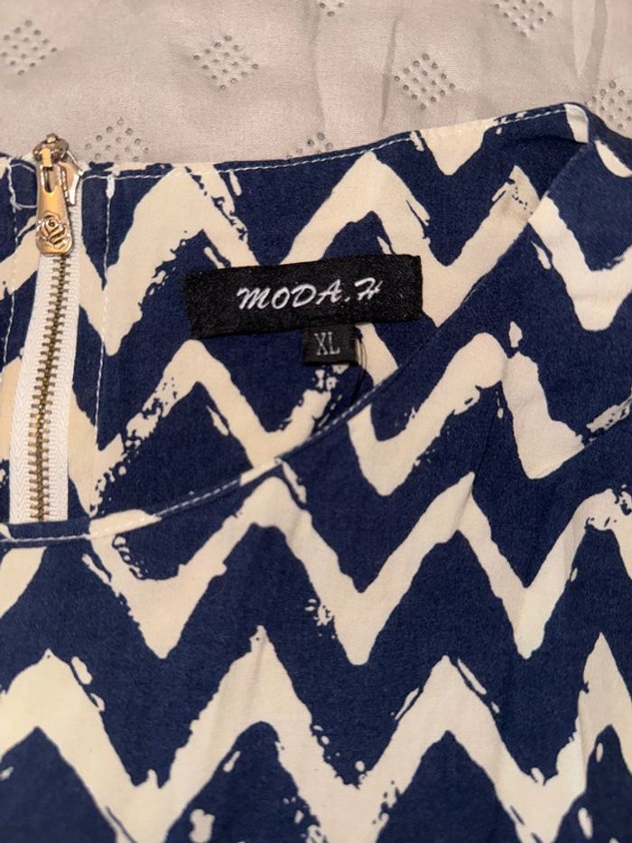 Tunique robe bleu et beige M/L tbe moda h - photo numéro 3