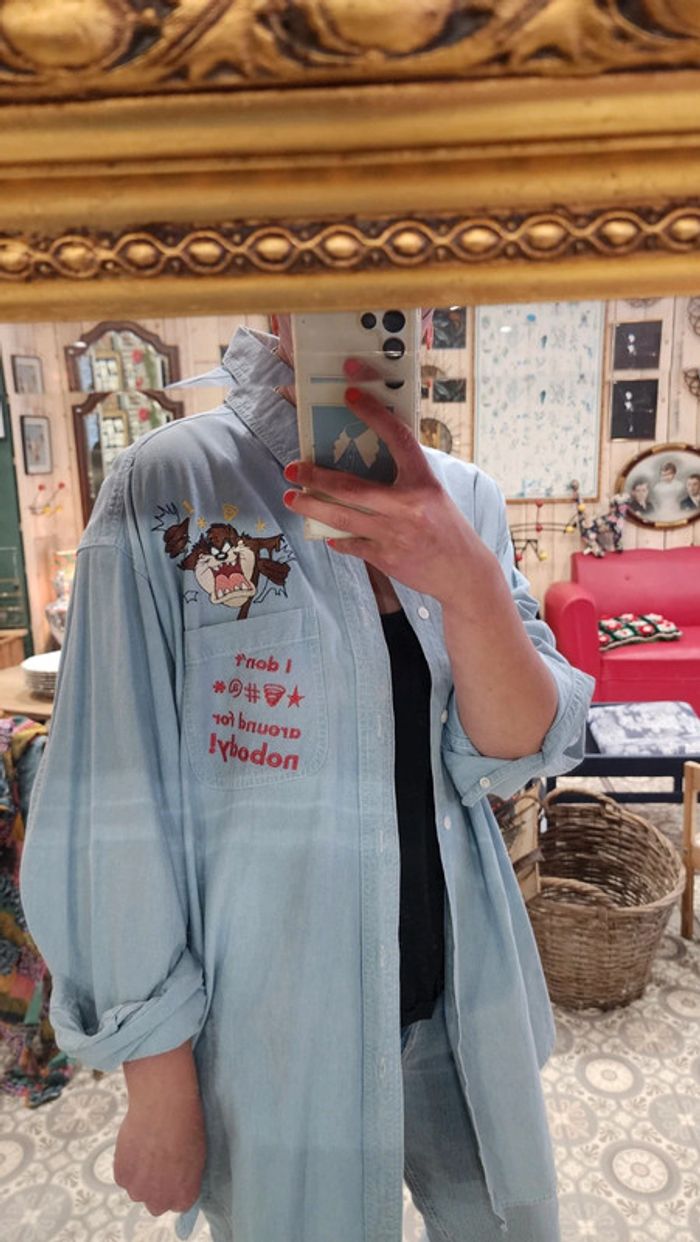 Chemise en coton brodé warner bros studio taille L - photo numéro 2