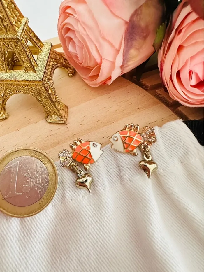 🐟Boucles d’oreilles poisson orange Betsey Johnson - photo numéro 2