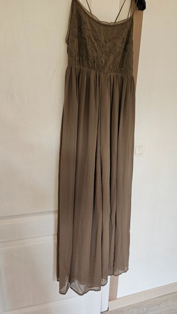 Magnifique robe longue à bretelles, brune kaki, Kiabi, taille 40 - photo numéro 4