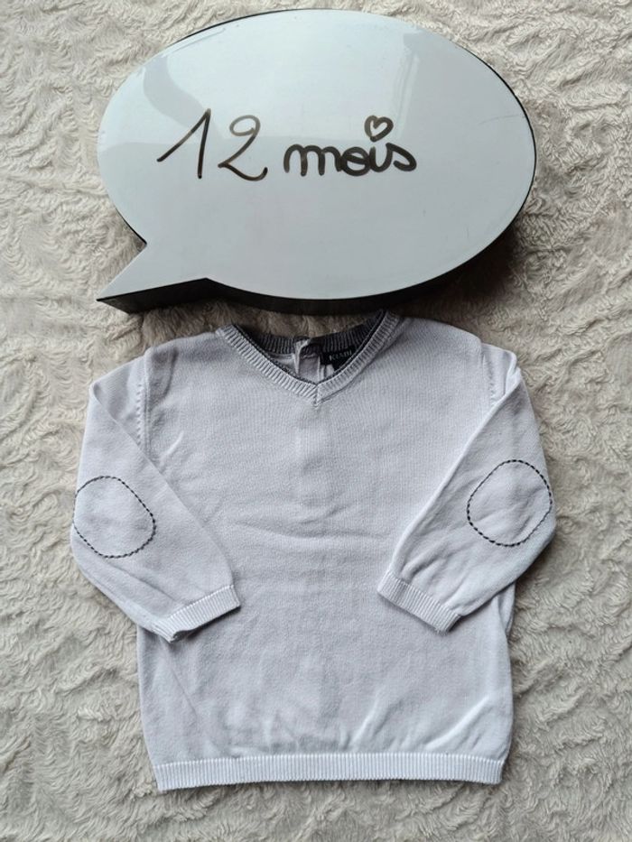Pull col V Garçon 12 mois Kiabi 100% coton