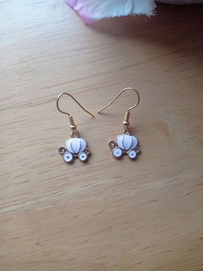 Boucles d'oreilles calèche citrouille rose