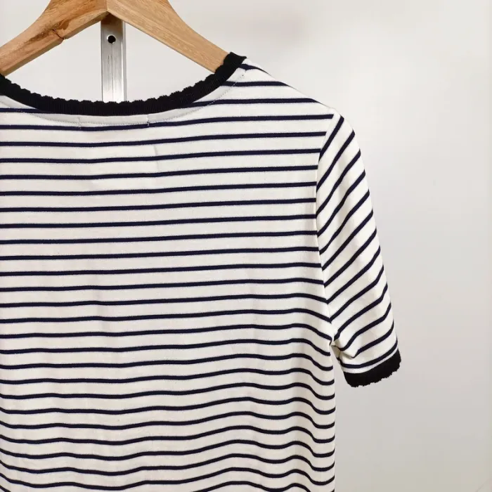 T-shirt rayé col contrasté bleu marine noir et blanc – WE – taille M A1271 - photo numéro 7